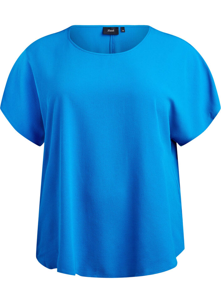 Bluzka z krótkim rekawem i okraglym dekoltem, Niebieskie, Packshot image number 0
