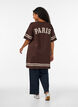 Short t-shirt dress with sporty details, Brown, Model image number 2