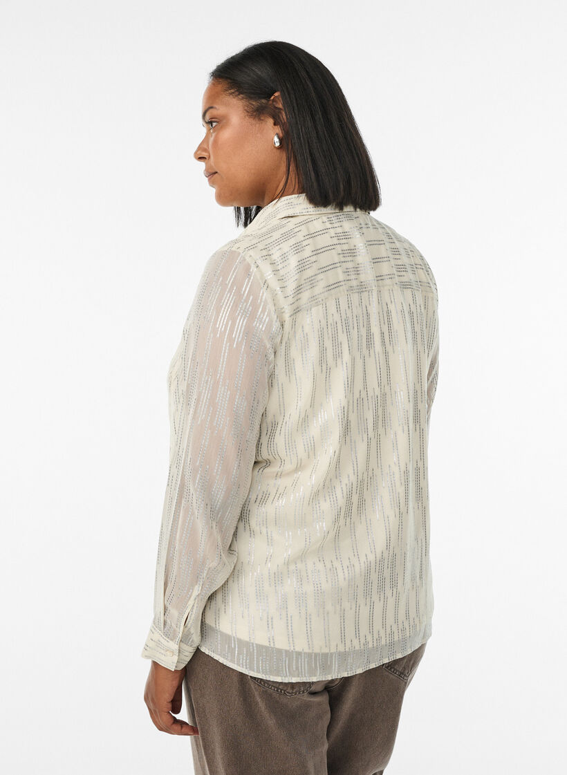 Koszula z blyszczacym wzorem, Biały, Model image number 2