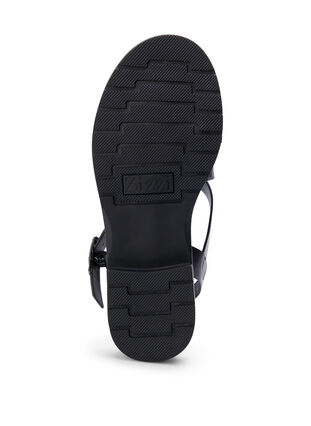 Skórzane letnie sandaly o szerokim kroju, Black, Packshot image number 5