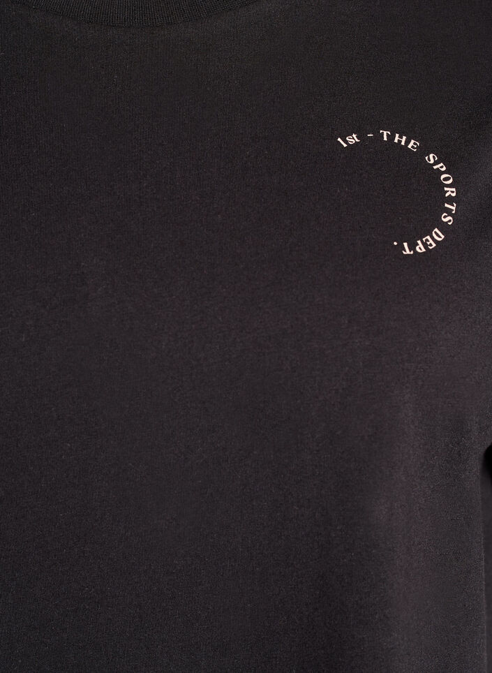 Sportowa koszulka z bawelny organicznej, Czarne, Packshot image number 2