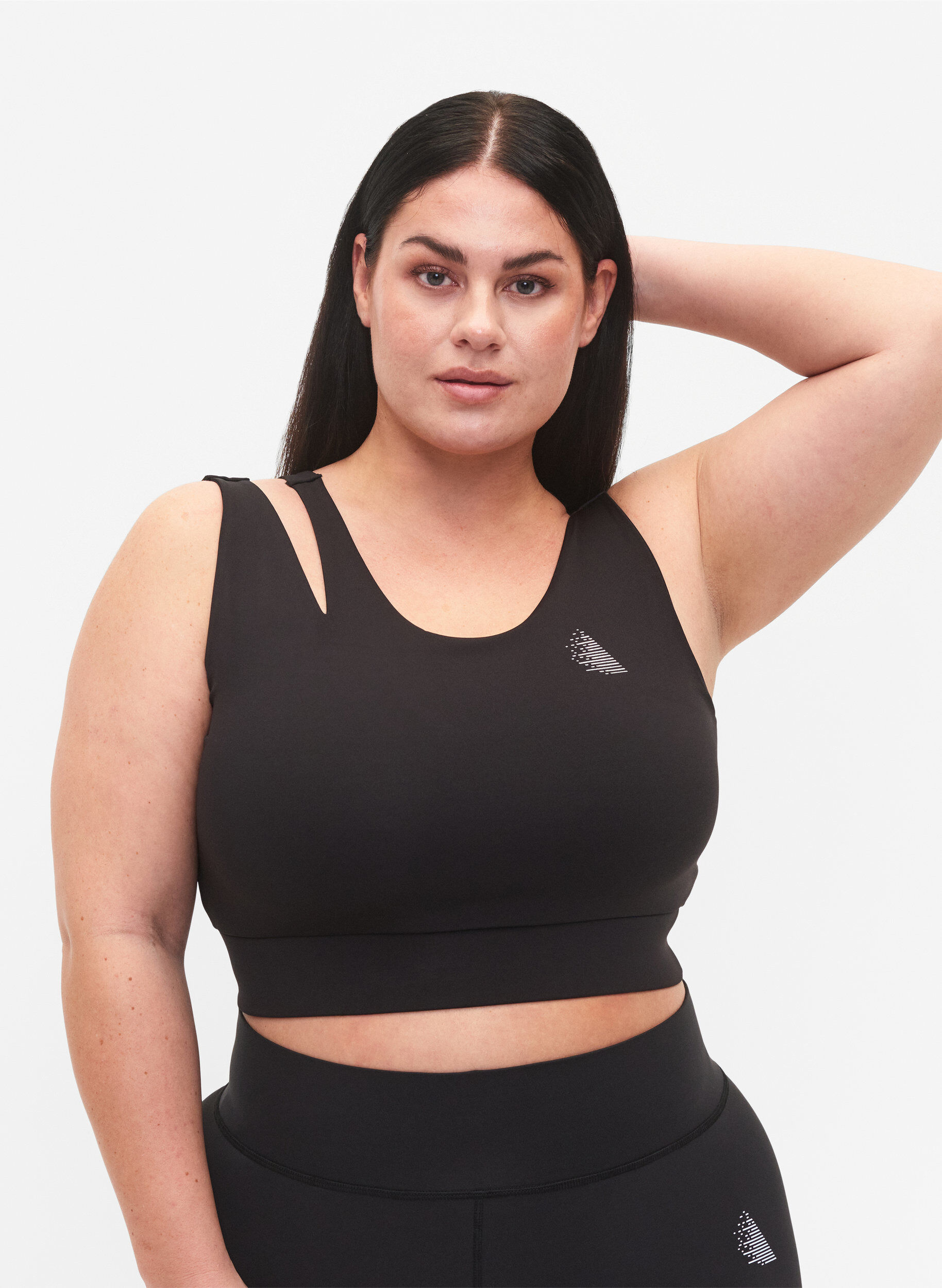 Zizzi Sports bra with cut out part, Black, Model image number 0