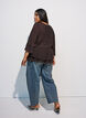 Bluzka z 3/4-sleeves i falbankami, Brązowy, Model image number 2