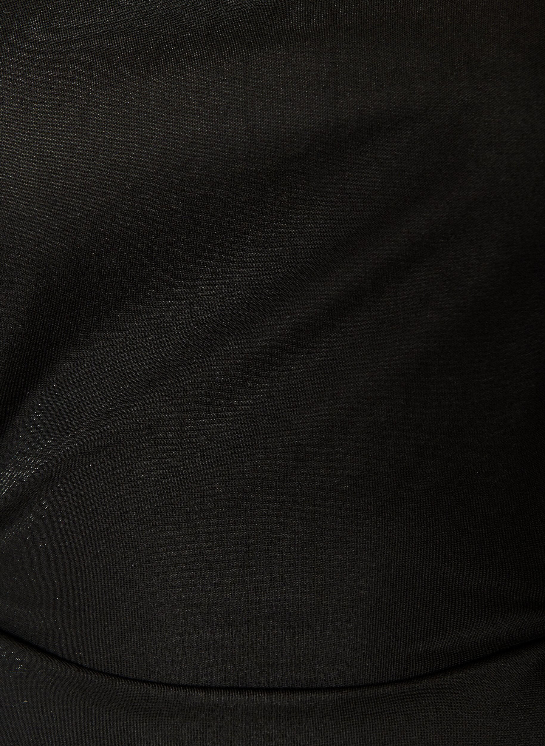ZizziBluzka z mieszanki bawelny z dekoltem V i wiazaniem, Czarne, Packshot image number 2