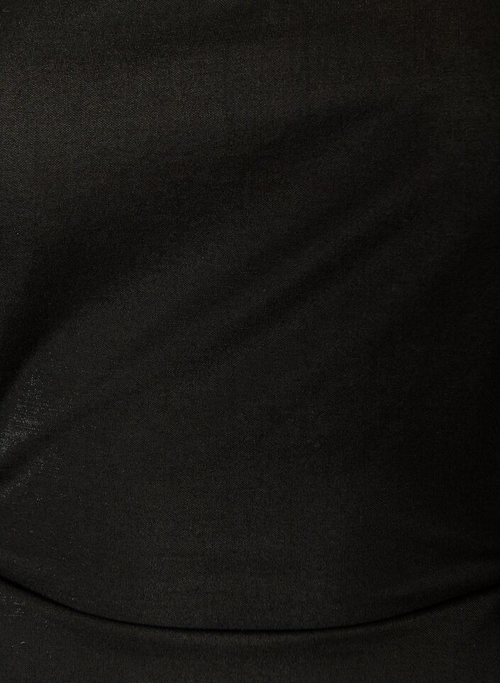 Bluzka z mieszanki bawelny z dekoltem V i wiazaniem, Czarne, Packshot image number 2