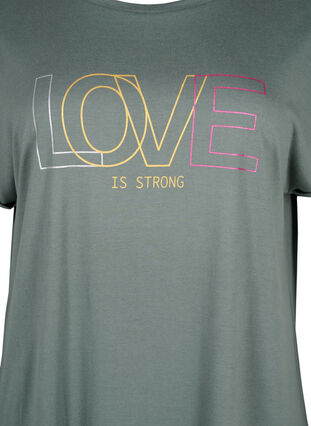 Koszula nocna z krótkim rekawem i nadrukiem tekstowym, Balsam Green Love, Packshot image number 2