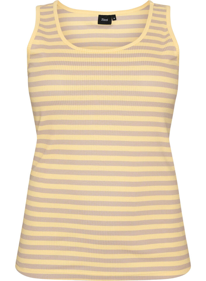 Tank top w paski o prazkowanej strukturze, Ż&oacute;łty, Packshot image number 0