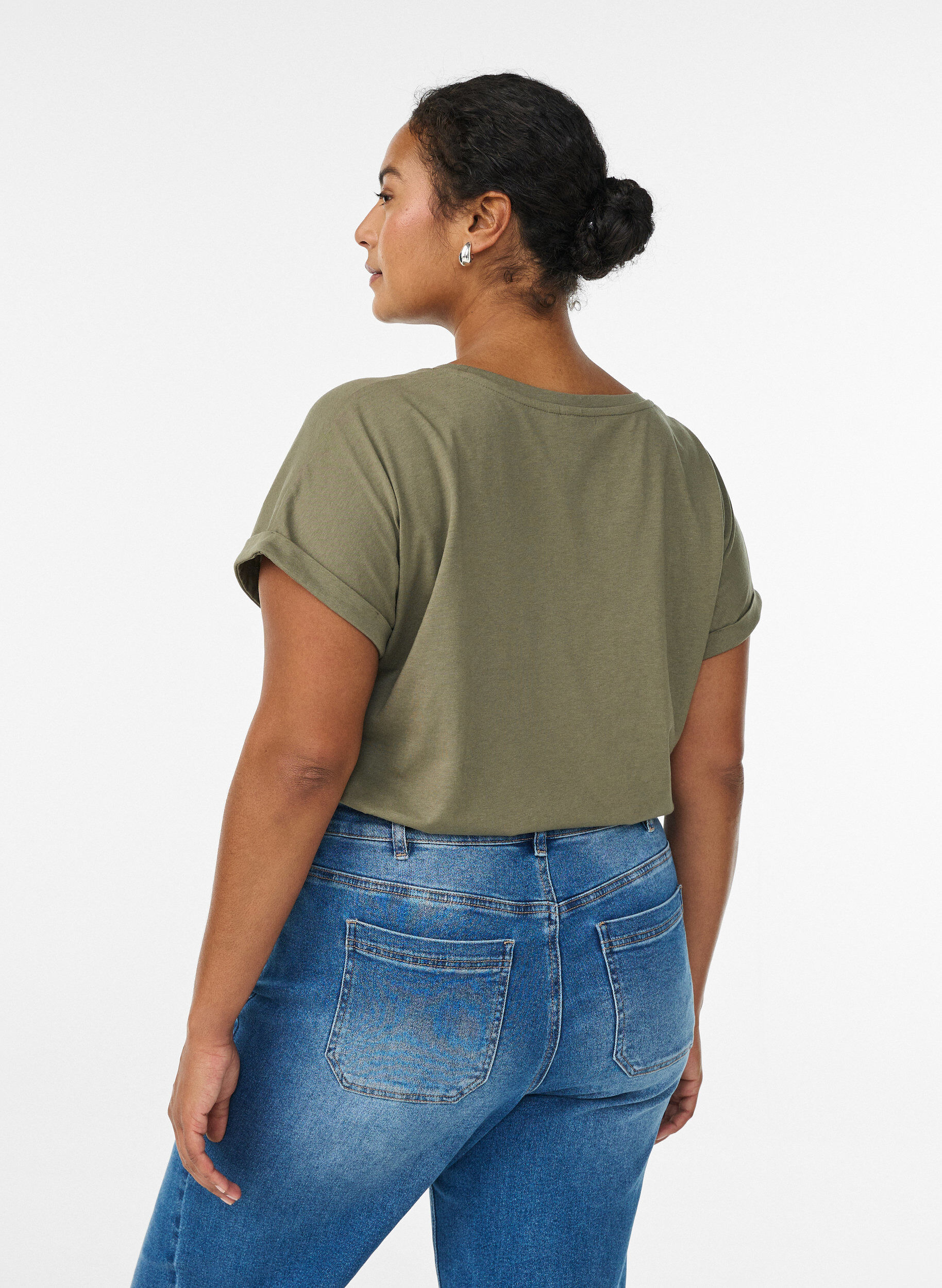 Zizzi Koszulka z kr&oacute;tkimi rekawami wykonana z mieszanki bawelny, Zielony, Model image number 2