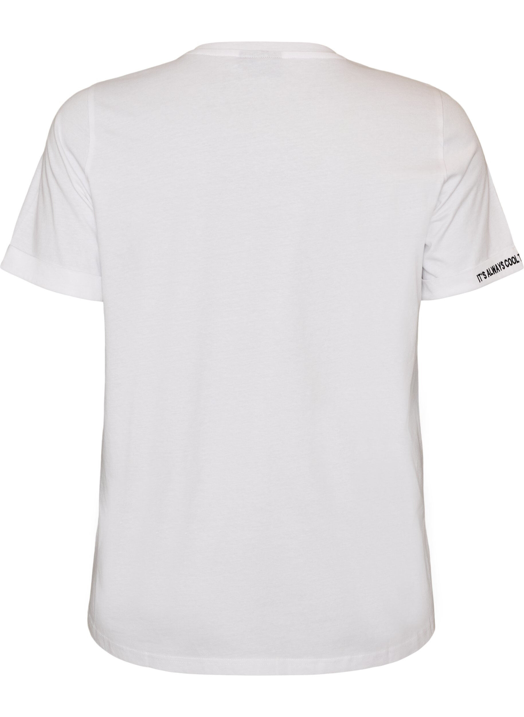 ZizziBawelniany T-shirt z haftowanym napisem, Biały, Packshot image number 1