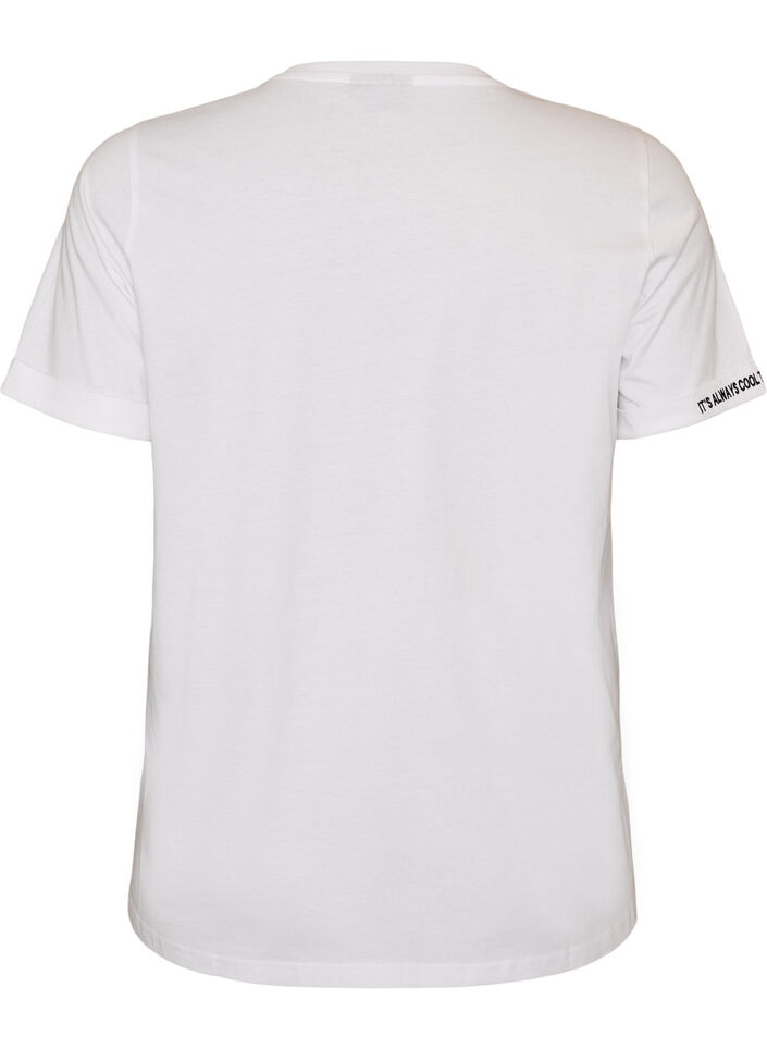Bawelniany T-shirt z haftowanym napisem, Biały, Packshot image number 1