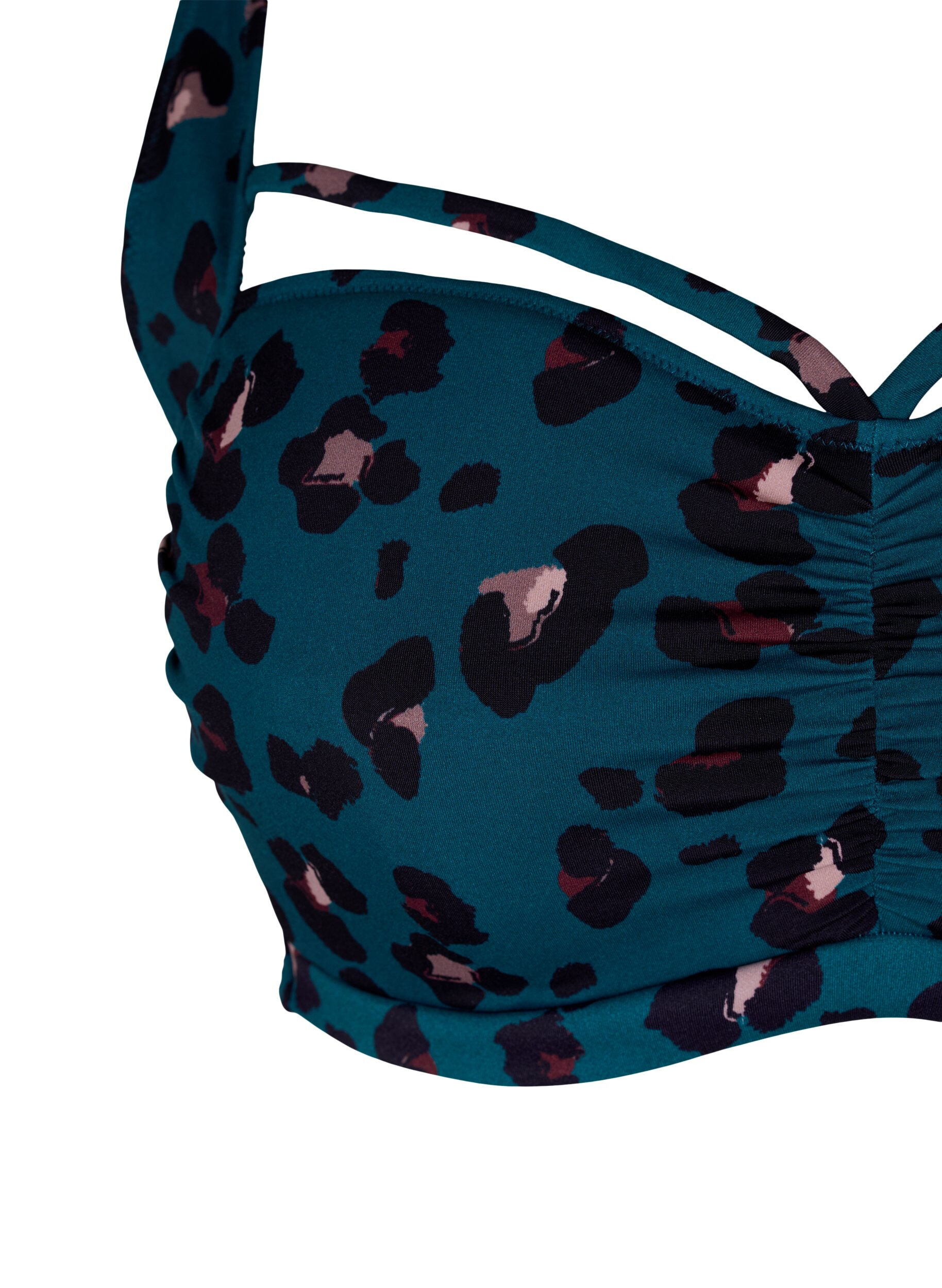 Zizzi G&oacute;ra od bikini z marszczeniami i tasiemkami, Leopard, Packshot image number 2