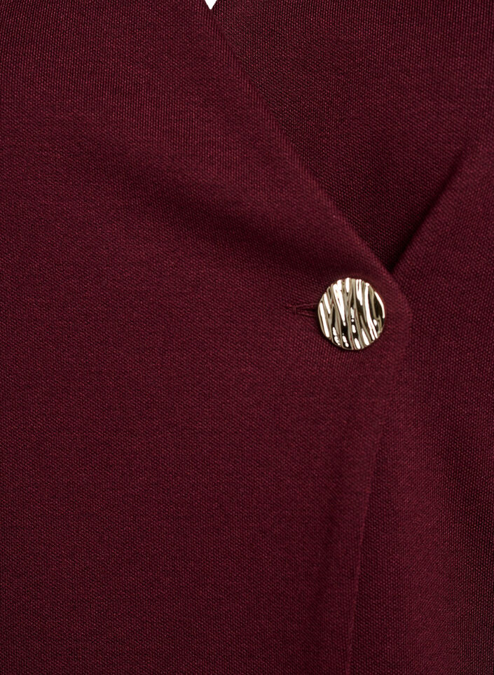 Bluzka z asymetrycznym efektem kopertowym i krótkimi rekawami, Czerwony, Packshot image number 2