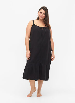 Dluga, bawelniana sukienka plazowa, Black, Model image number 0
