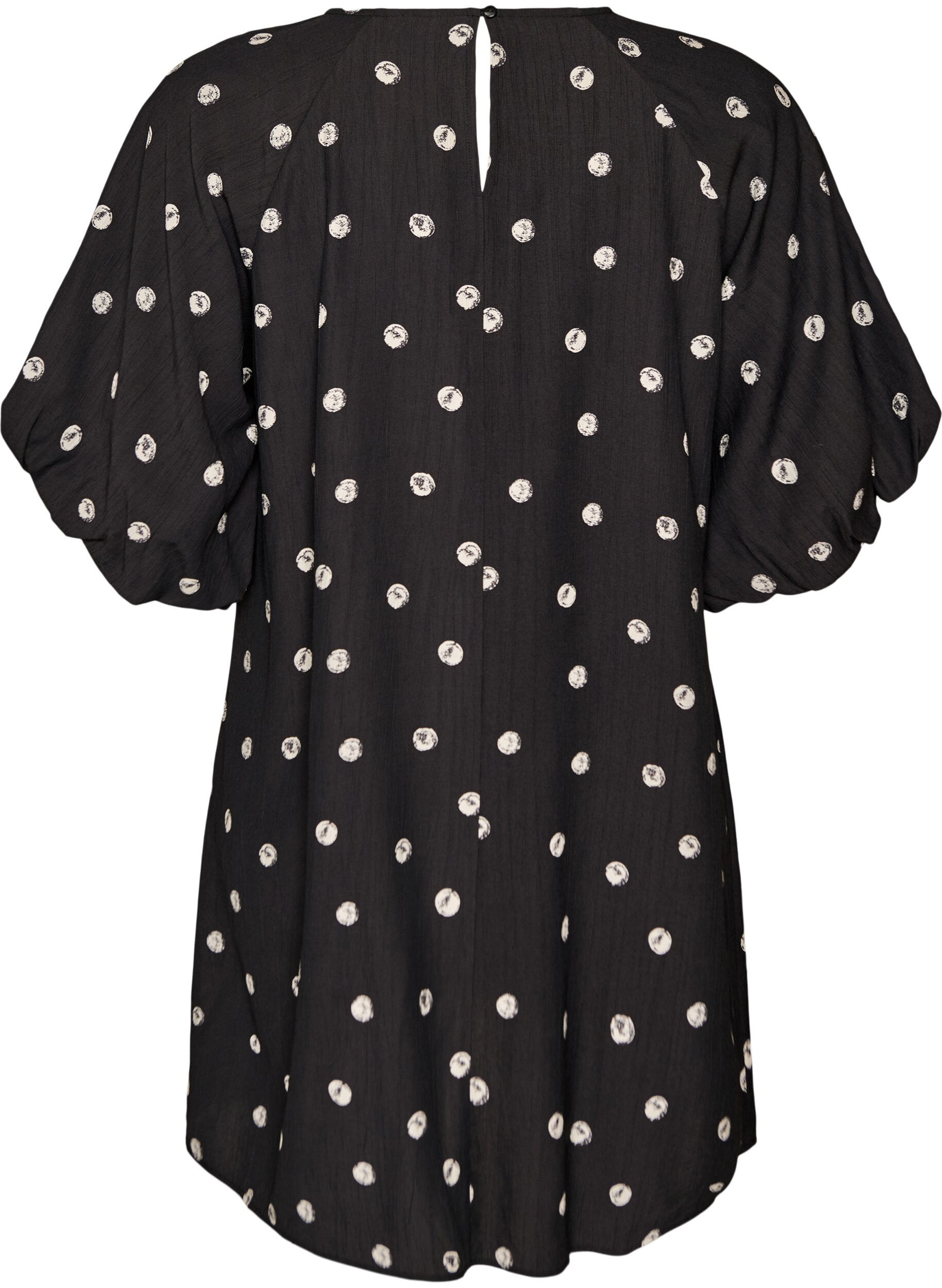 ZizziKr&oacute;tkiej wiskozowej sukienki z balonowymi rekawami, Czarne, Packshot image number 1