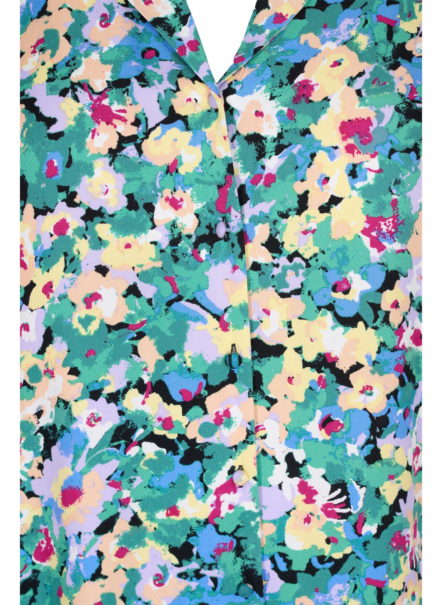 Zizzi Printed viscose shirt with v-neck, Multi AOP, Packshot image number 2