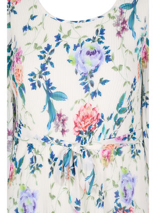 Wzorzysta plisowana sukienka z wiazaniem, Bright White Flower, Packshot image number 2