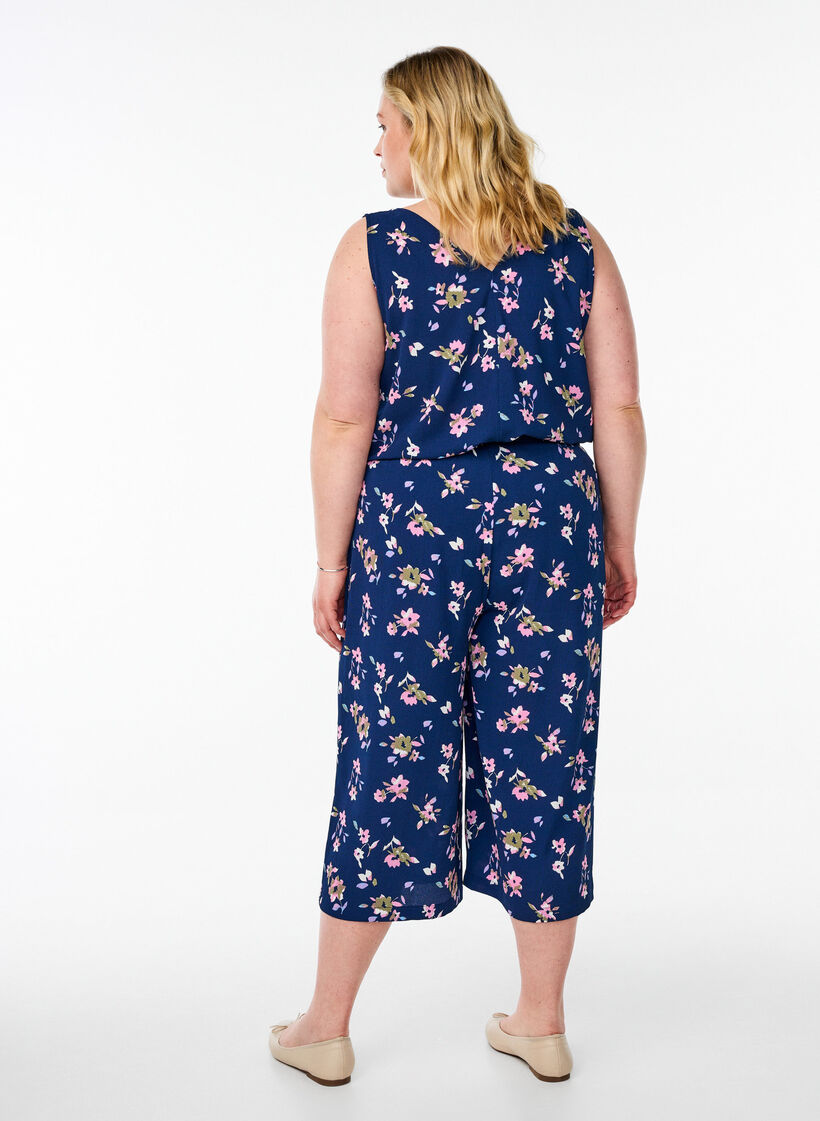 Spodnie culotte z nadrukiem, Niebieskie, Model image number 1