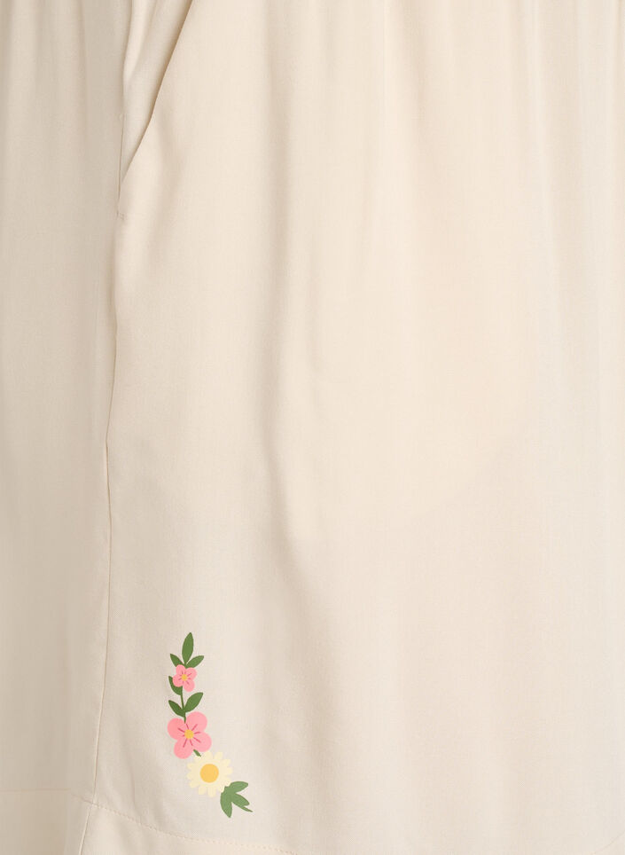 Luzne szorty pizamowe z wiskozy z wysokim stanem, Beżowy, Packshot image number 3