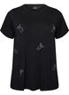 Wiskozowy T-shirt z dzetami, Czarne, Packshot image number 0