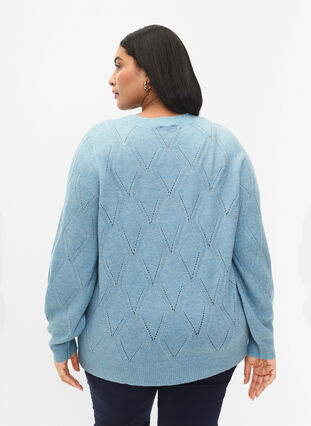 Dzianinowy pulower z azurowym wzorem, Reef Waters Mel., Model image number 1
