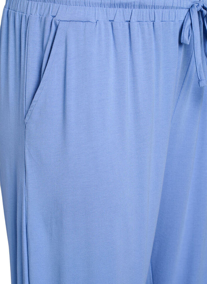 Luzne spodnie pizamowe z dzianiny wiskozowej z kieszeniami, Niebieskie, Packshot image number 2