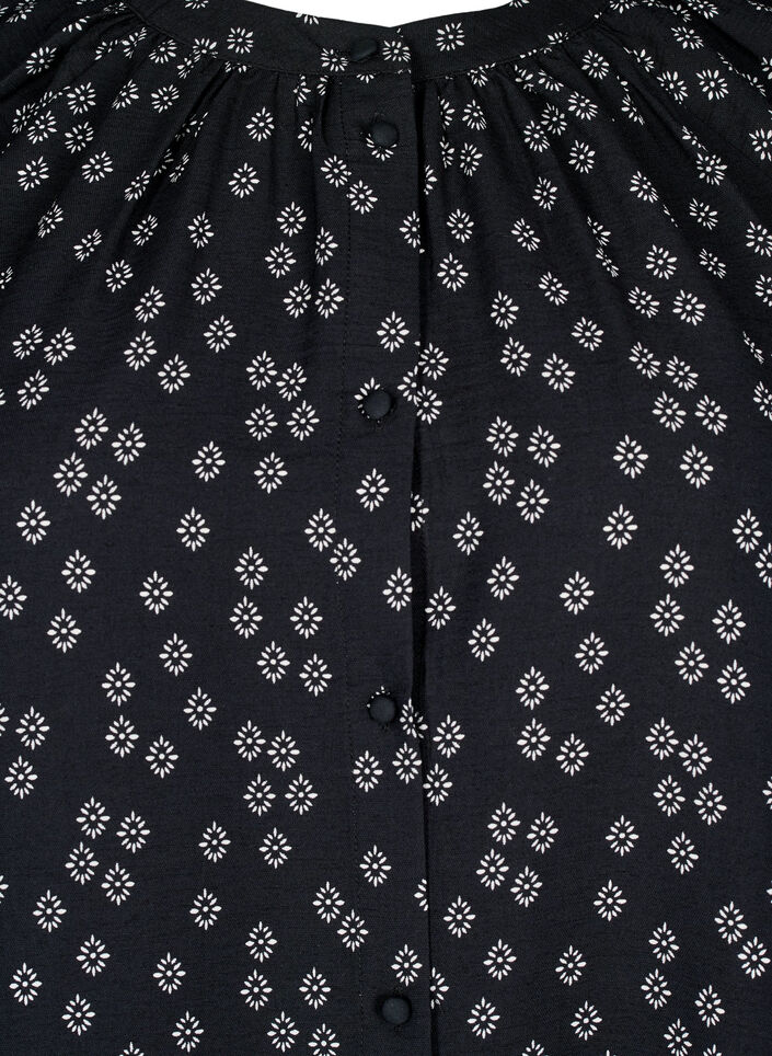 Tunika z dlugim rekawem i kwiatowym nadrukiem, Czarne, Packshot image number 2