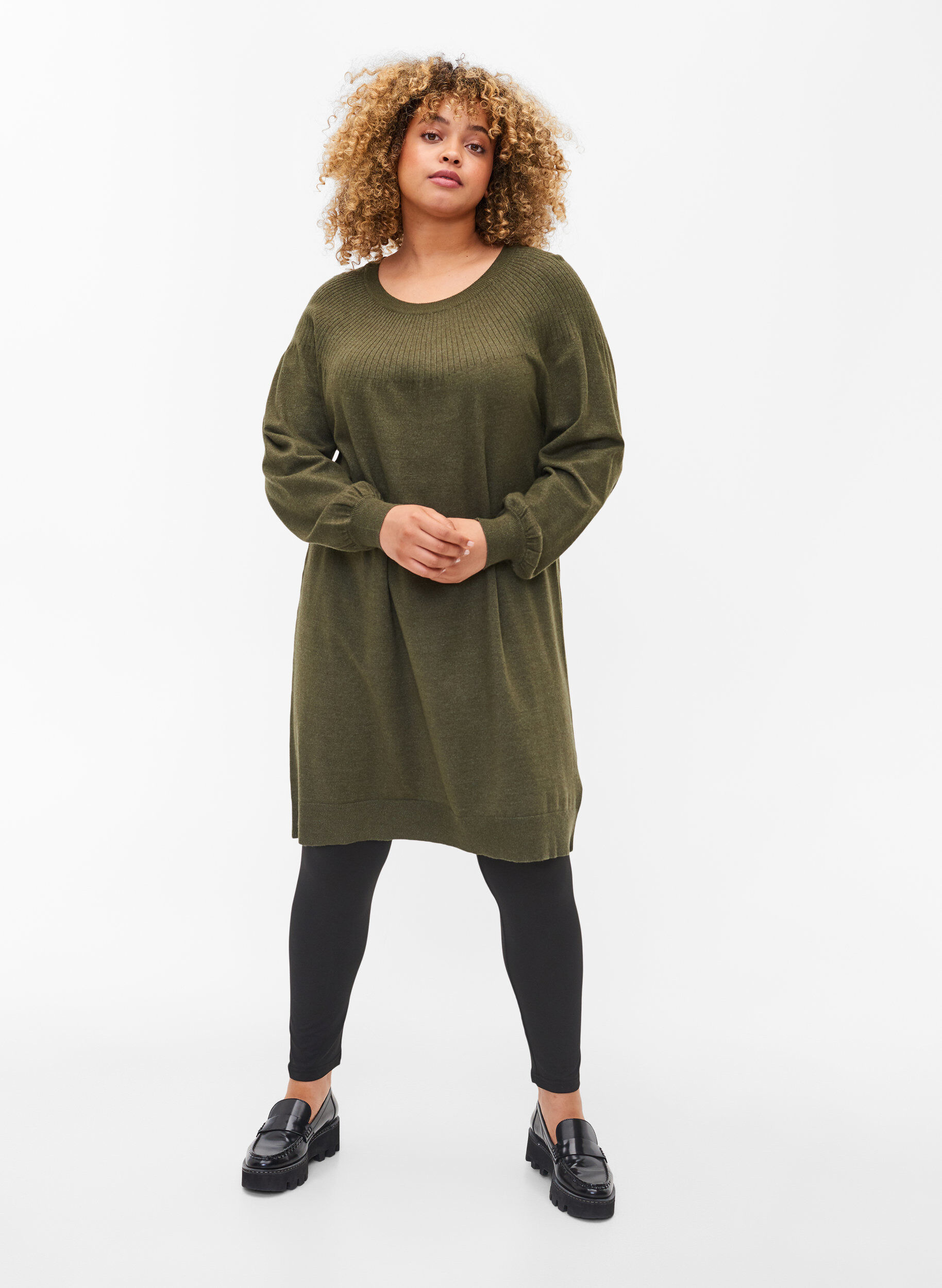 Zizzi 2-pack basic leggings, Black, Model image number 2