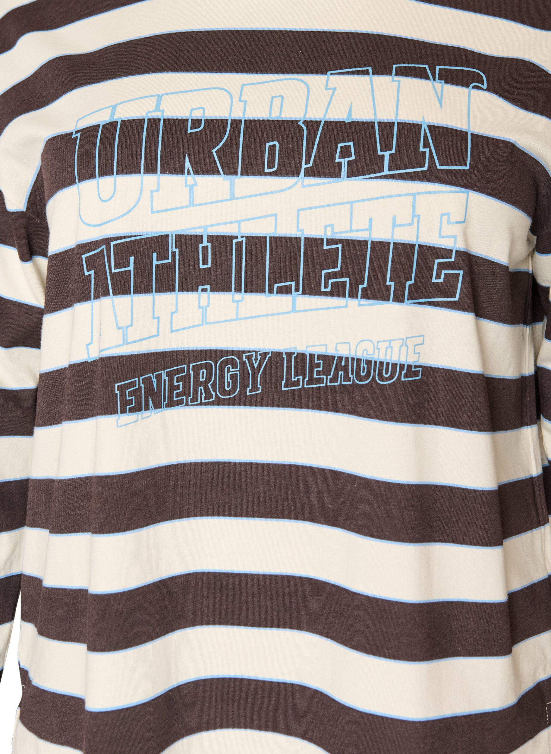 ZizziBluzka z dresowej dzianiny w paski z nadrukiem w stylu sportowym, Brązowy, Packshot image number 2