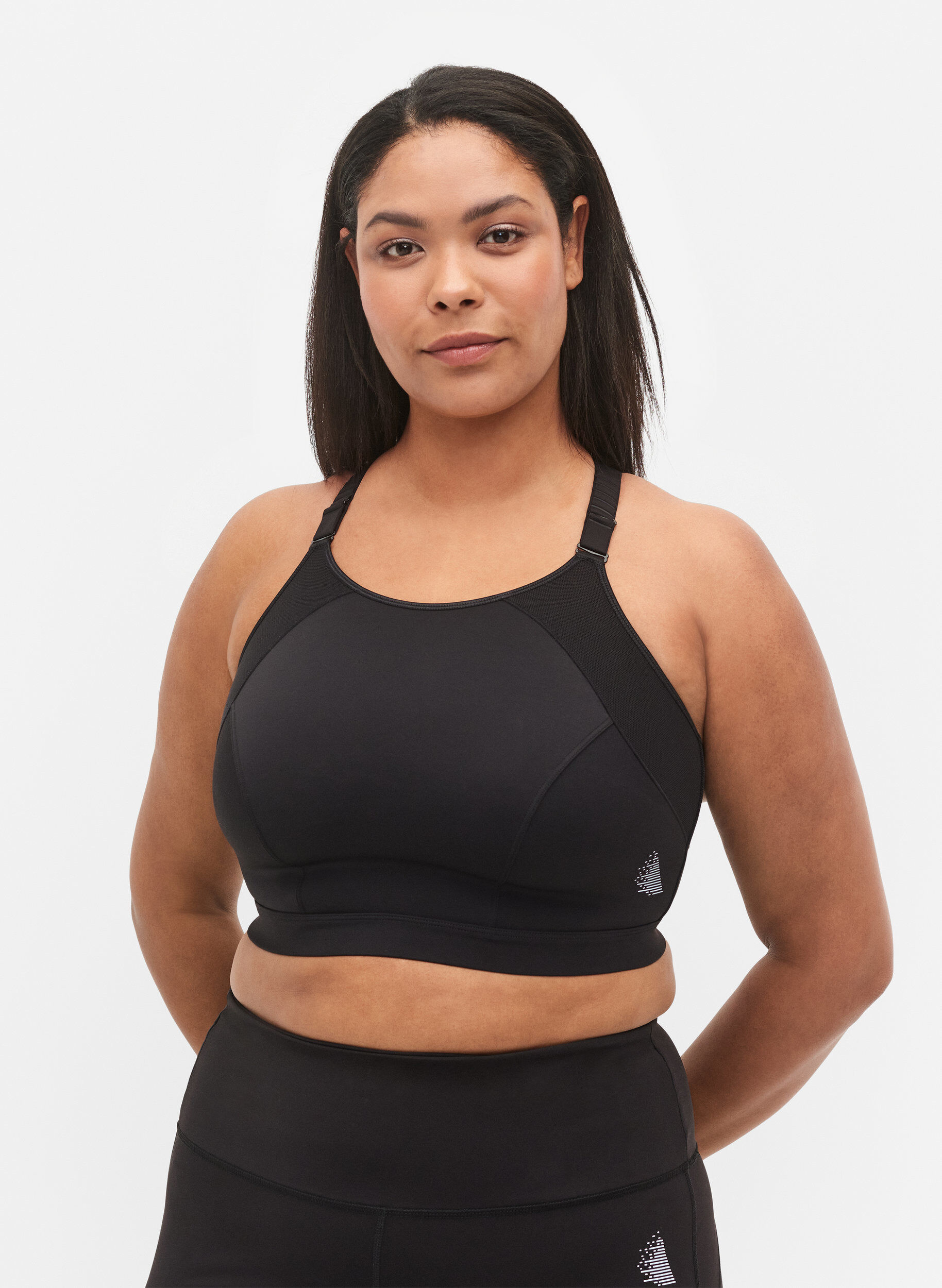 Zizzi CORE, SUPER HIGH, SPORTS BRA &ndash; Biustonosz sportowy z regulowanymi ramiaczkami, Black, Model image number 0