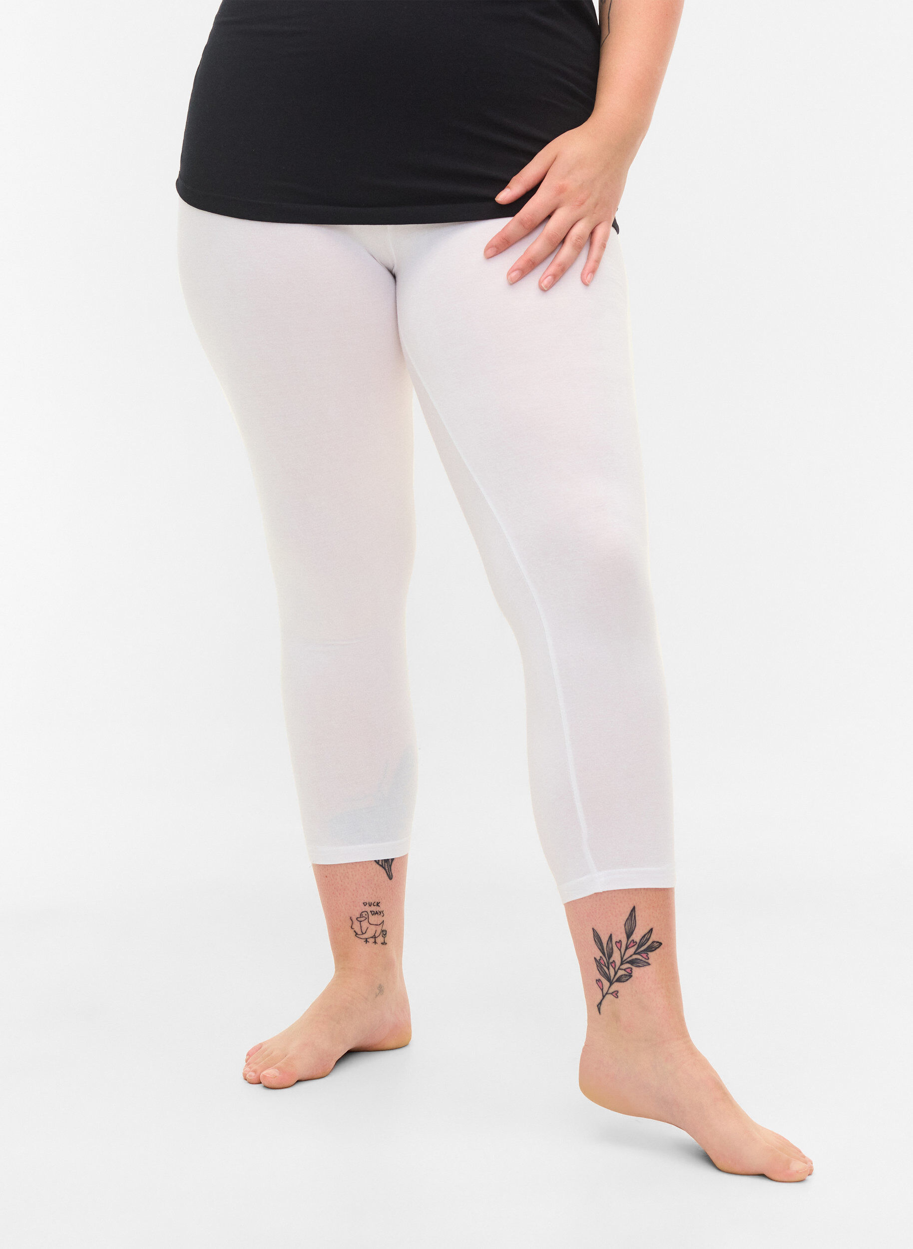 Zizzi Legginsy Basic o dlugosci 3/4, Bright White, Model image number 2