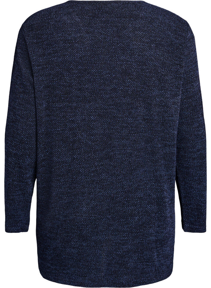 Bluzka z dlugim rekawem ze struktura, Niebieskie, Packshot image number 1