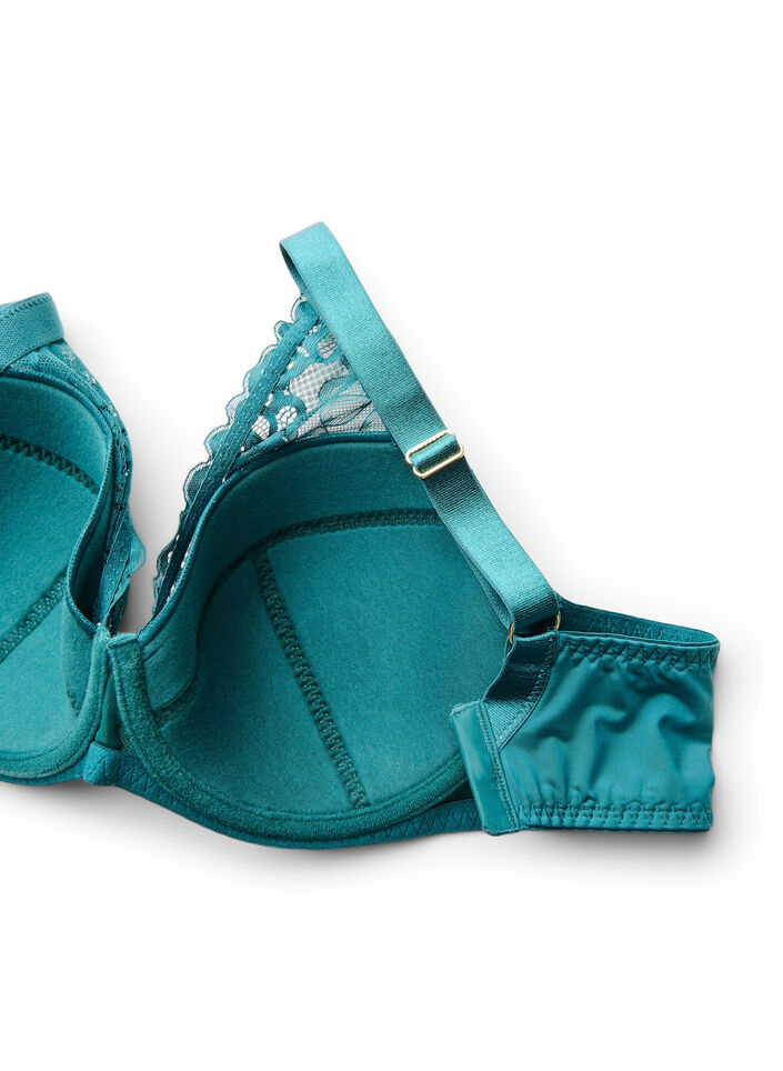 Usztywniany koronkowy biustonosz z fiszbinami, Zielony, Packshot