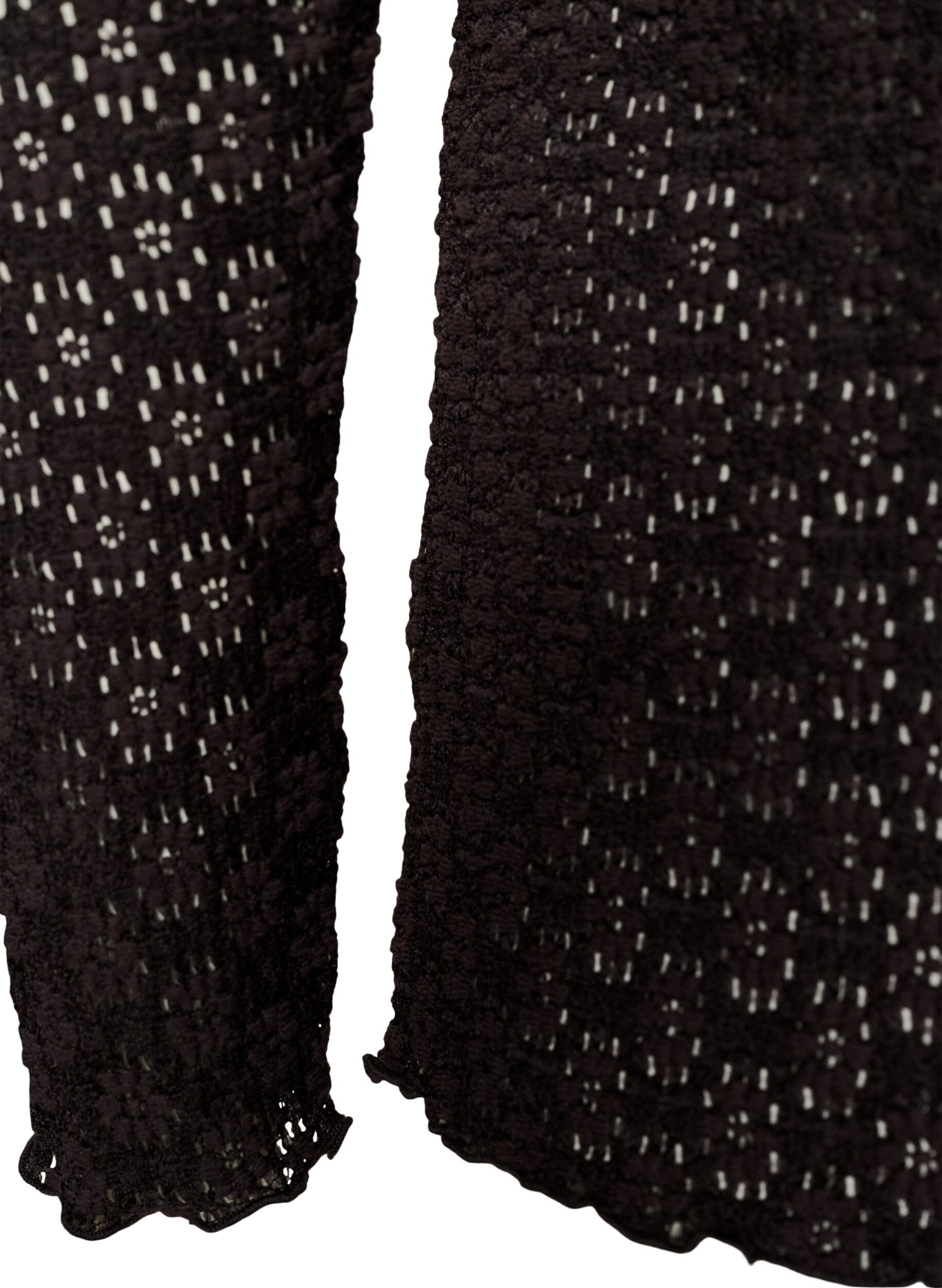 ZizziBluzka z azurowym wzorem i dlugim rekawem, Czarne, Packshot image number 3