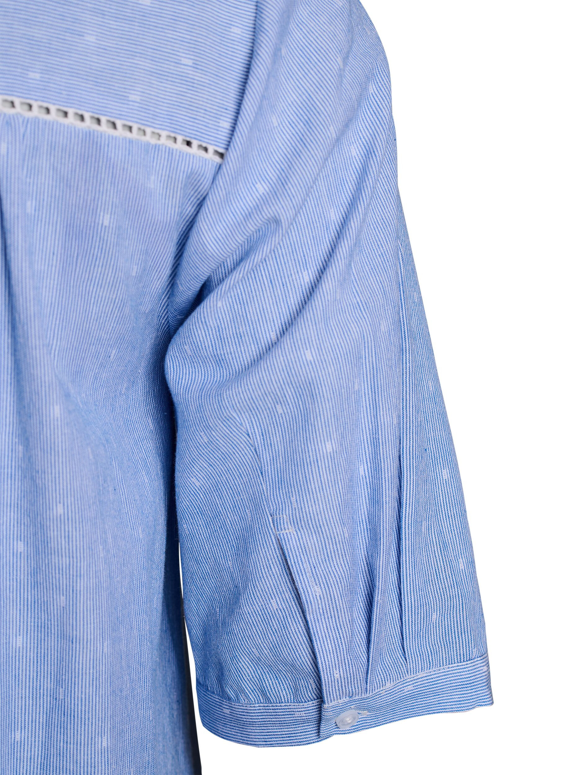 Zizzi Kr&oacute;tka trapezowa sukienka z koronkowymi tasiemkami, Niebieskie, Packshot image number 3