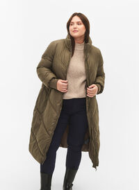 Dluga, pikowana kurtka zimowa, Bungee Cord , Model
