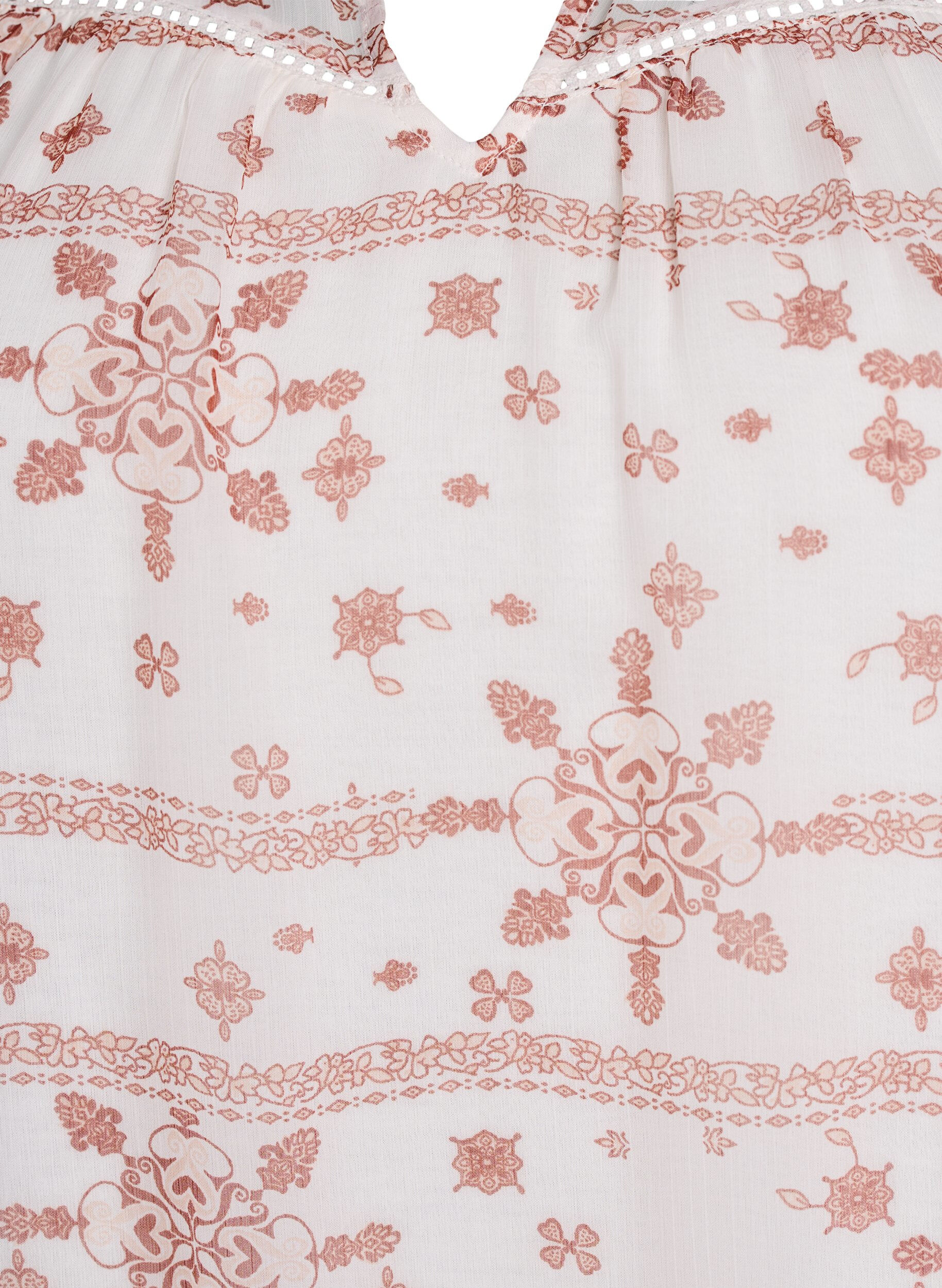 Zizzi Wzorzysta bluzka z falbankami i kr&oacute;tkimi rekawami, Biały, Packshot image number 2