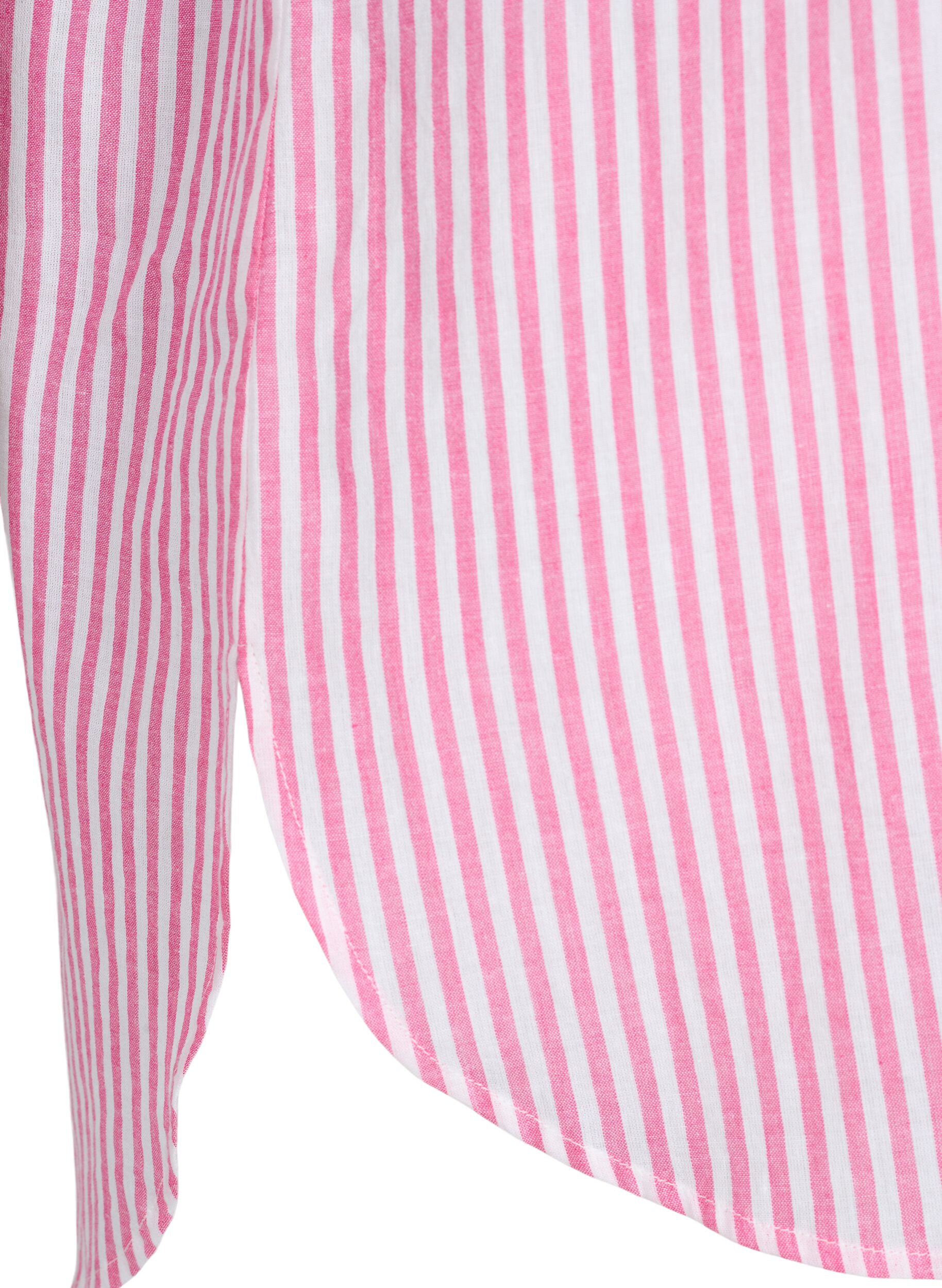 Zizzi Striped tunic with v neck and buttons, Beetroot Stripe, Packshot image number 3