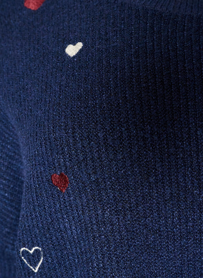 Sweter z serduszkami i rekawami 3/4, Niebieskie, Packshot image number 2