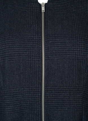 Plaszcz w kratke z welna, Dark Grey Melange, Packshot image number 2