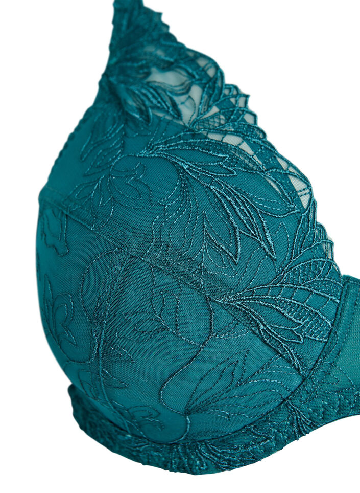 Usztywniany koronkowy biustonosz z fiszbinami, Zielony, Packshot image number 2