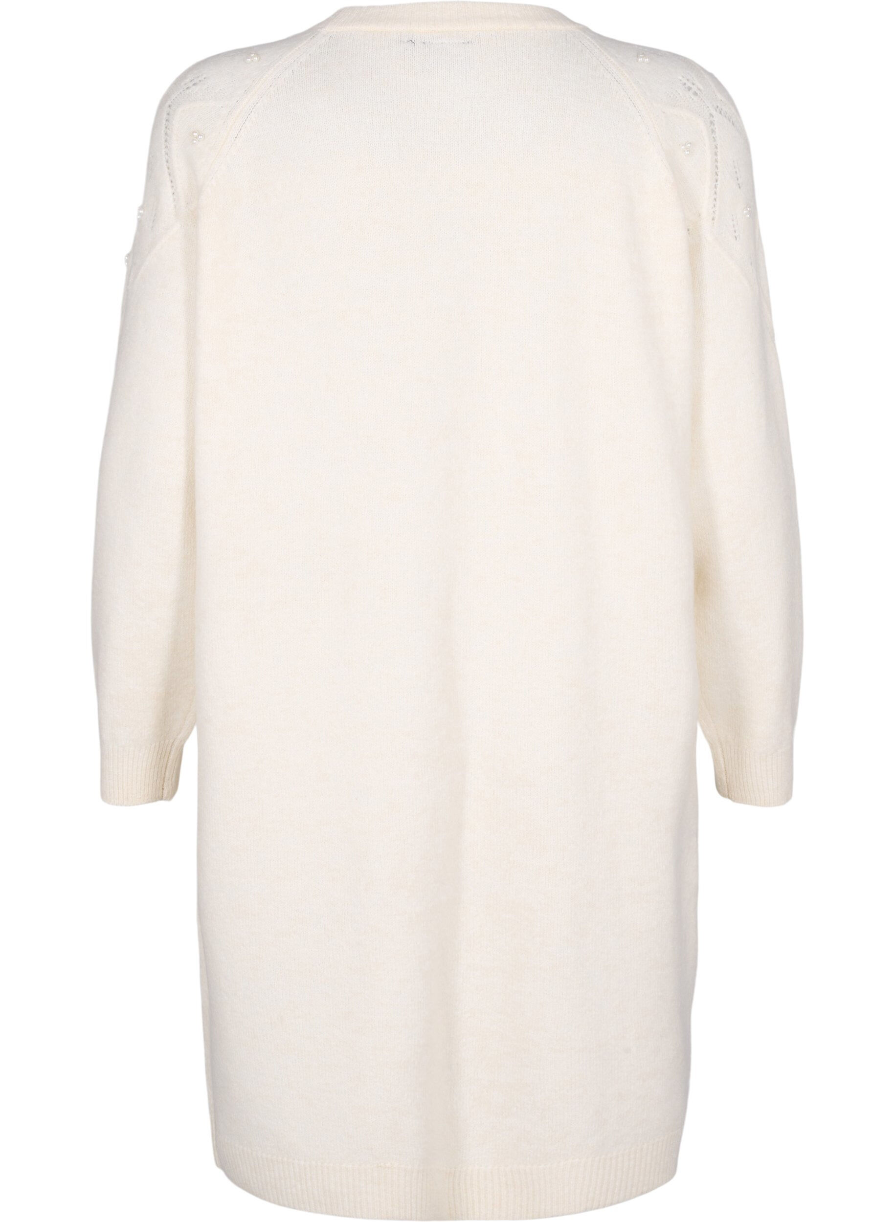 Zizzi Dzianinowa sukienka z wzorem i koralikami, Birch Mel., Packshot image number 1