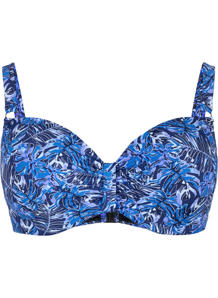 G&oacute;ra od bikini z fiszbinami i wzorem, Niebieskie, Packshot image number 0