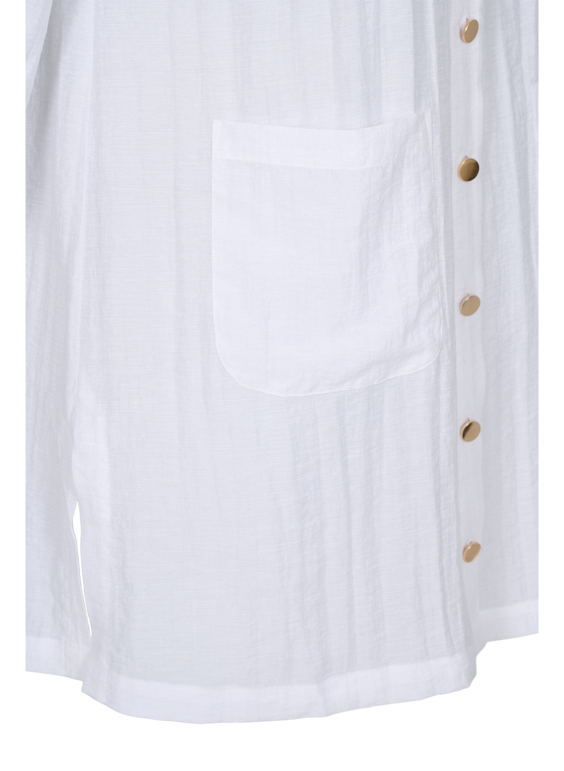 Zizzi Long shirt with 3/4 sleeves, Bright White, Packshot image number 3