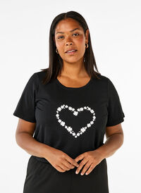 FLASH – koszulka z motywem, Black Flower Heart , Model