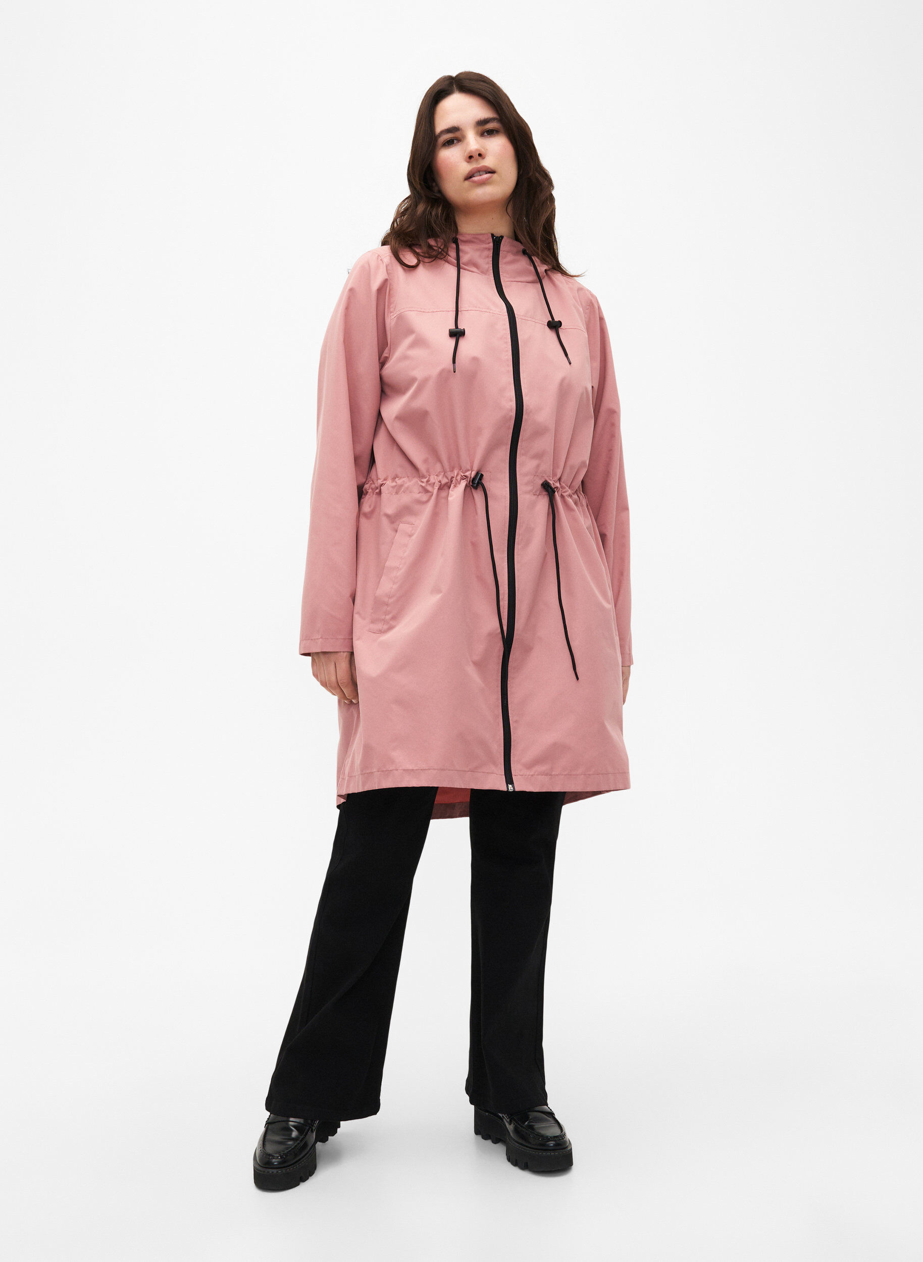 Zizzi Flash &ndash; wodoodporna parka z kapturem, Ash Rose, Model image number 3