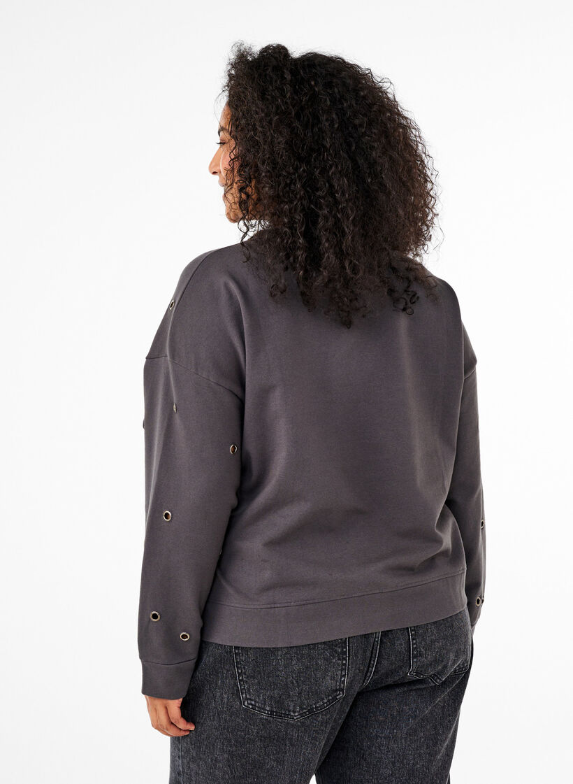 Bluza z oczkami, Ciemnoszary, Model image number 2