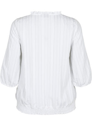 Wiskozowa bluzka z rekawem 3/4 i marszczeniem, Bright White, Packshot image number 1