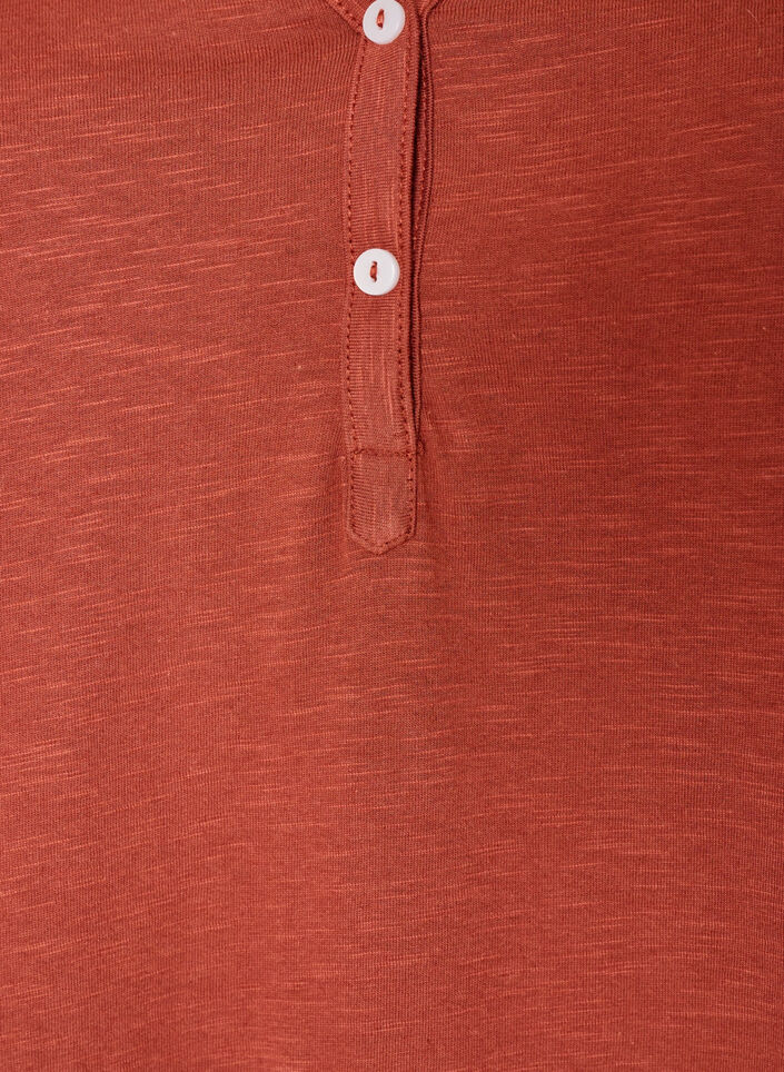 T-shirt z guzikami, Brązowy, Packshot image number 2
