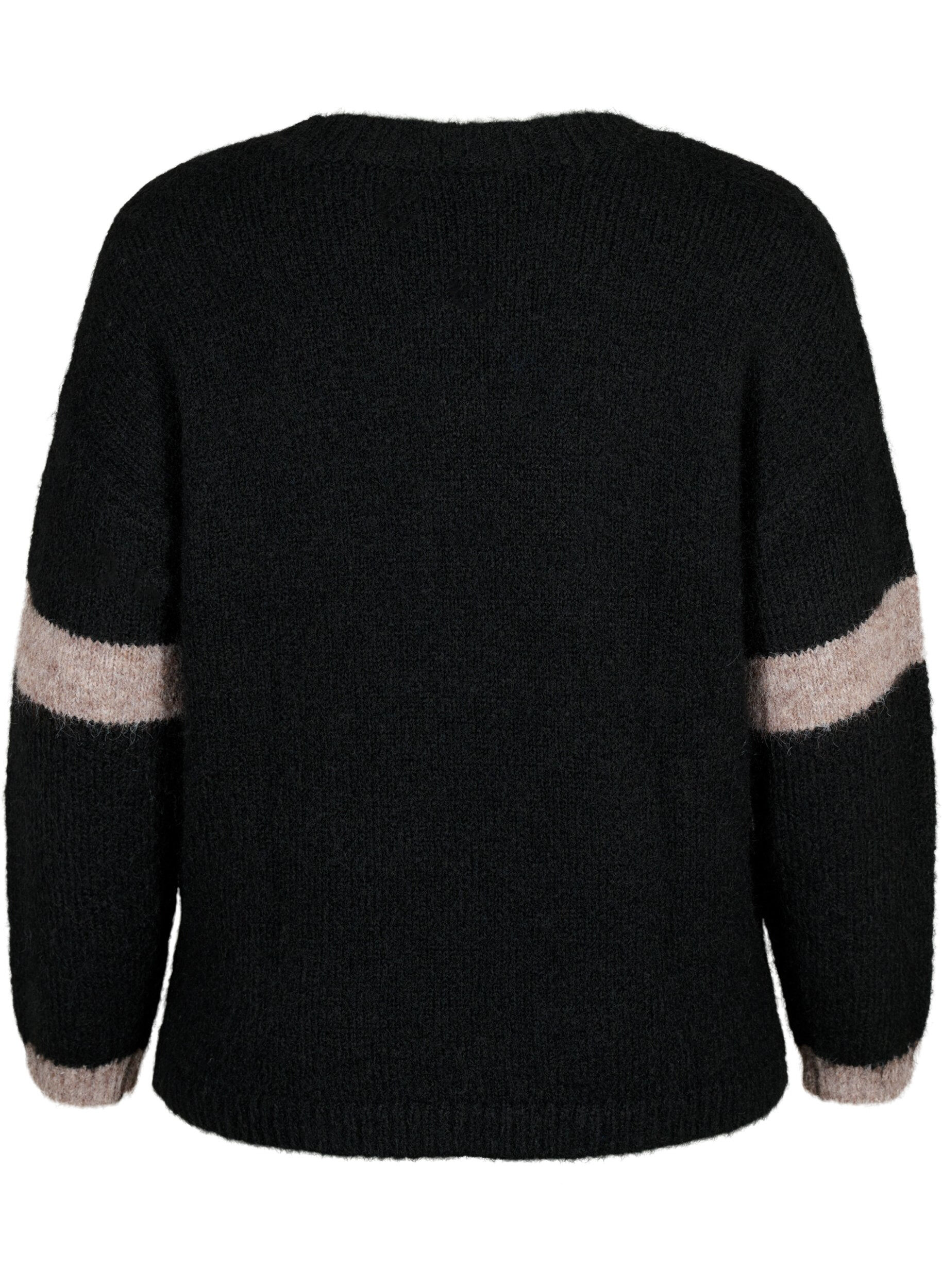 Zizzi Dzianinowy sweter w paski, Black Comb, Packshot image number 1