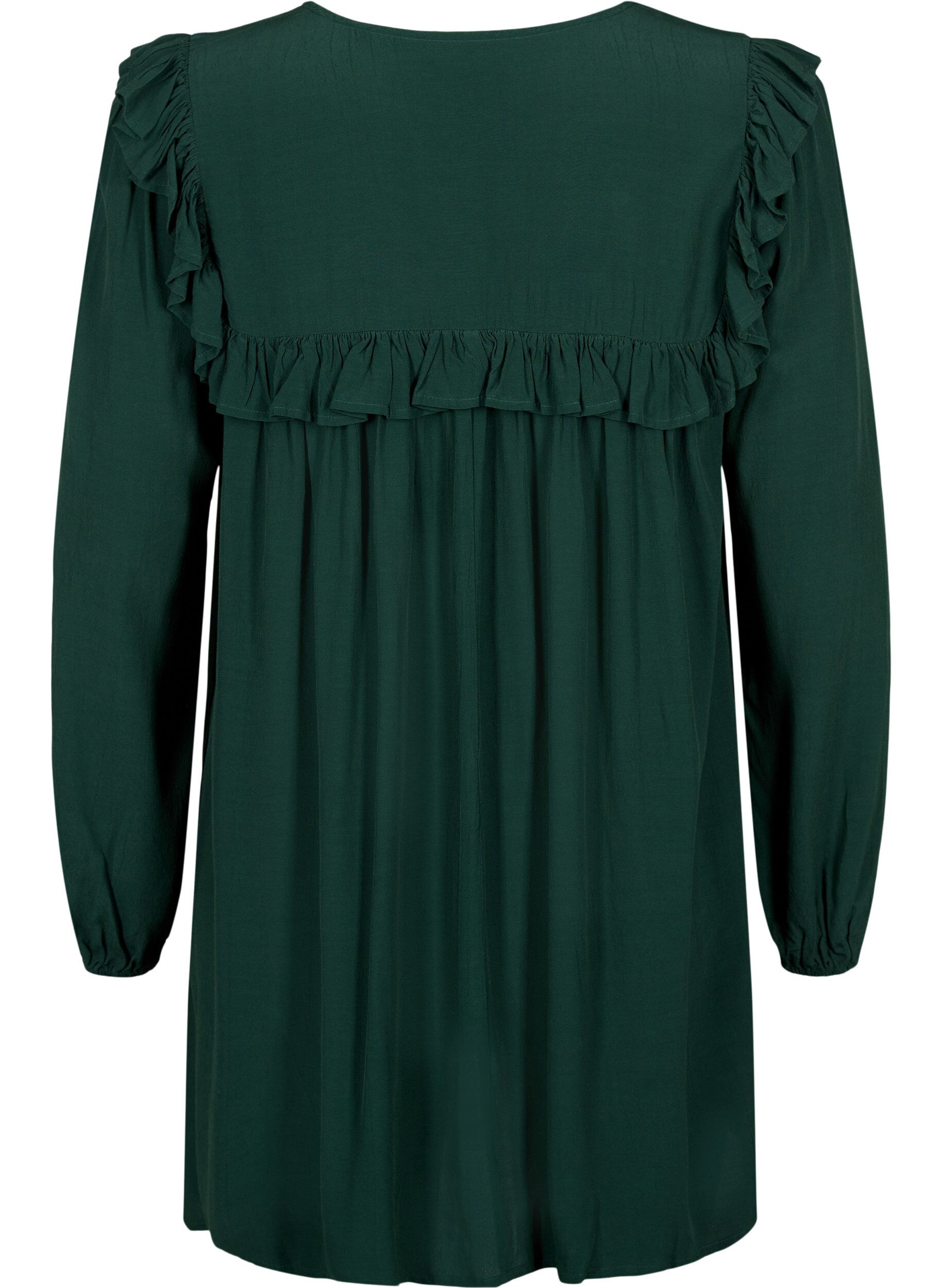 Zizzi Wiskozowa tunika z falbanami, Scarab, Packshot image number 1